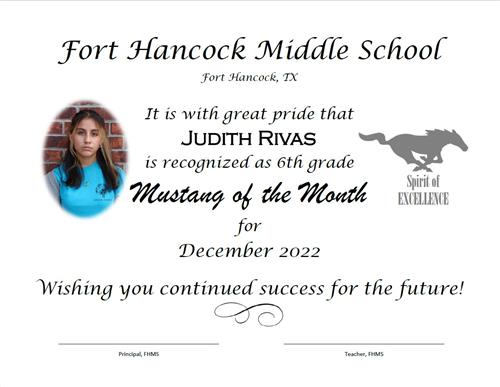 Judith Rivas 6th Grade